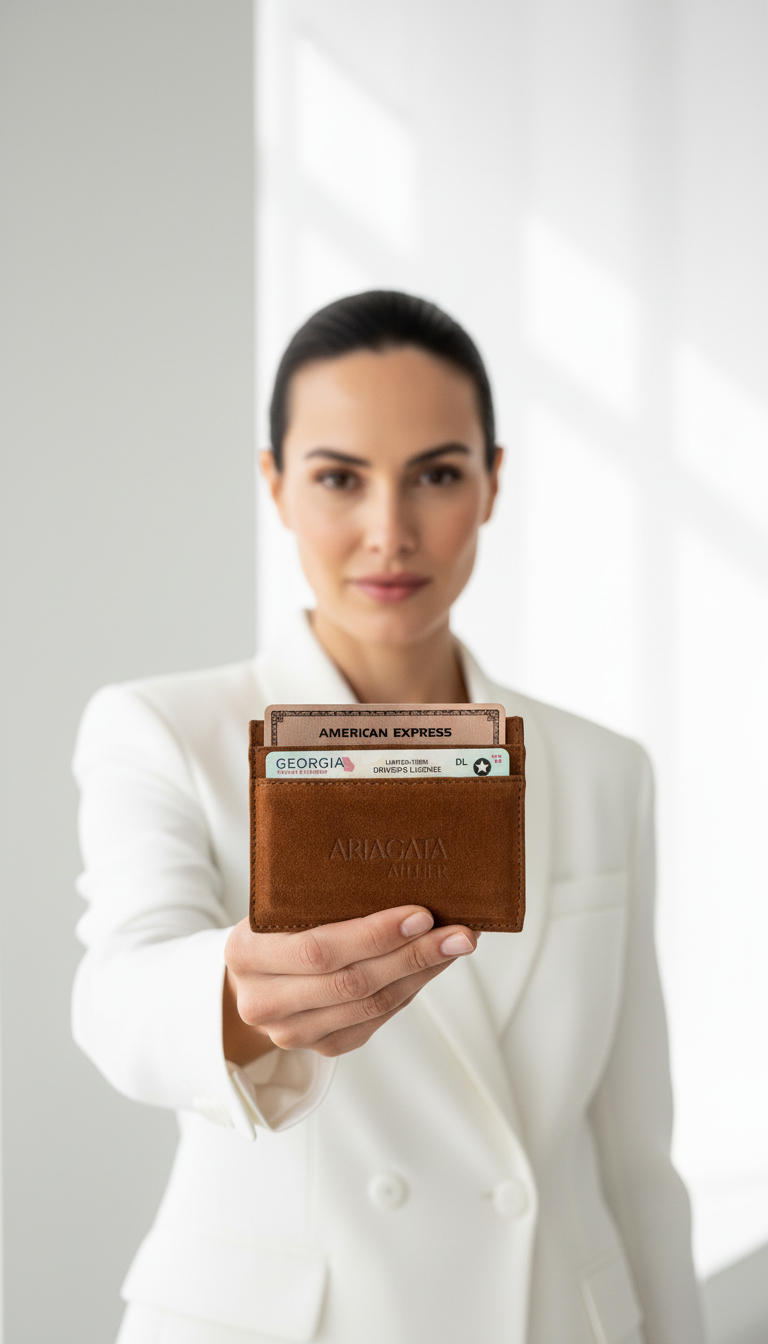 Cardholder - brown suede