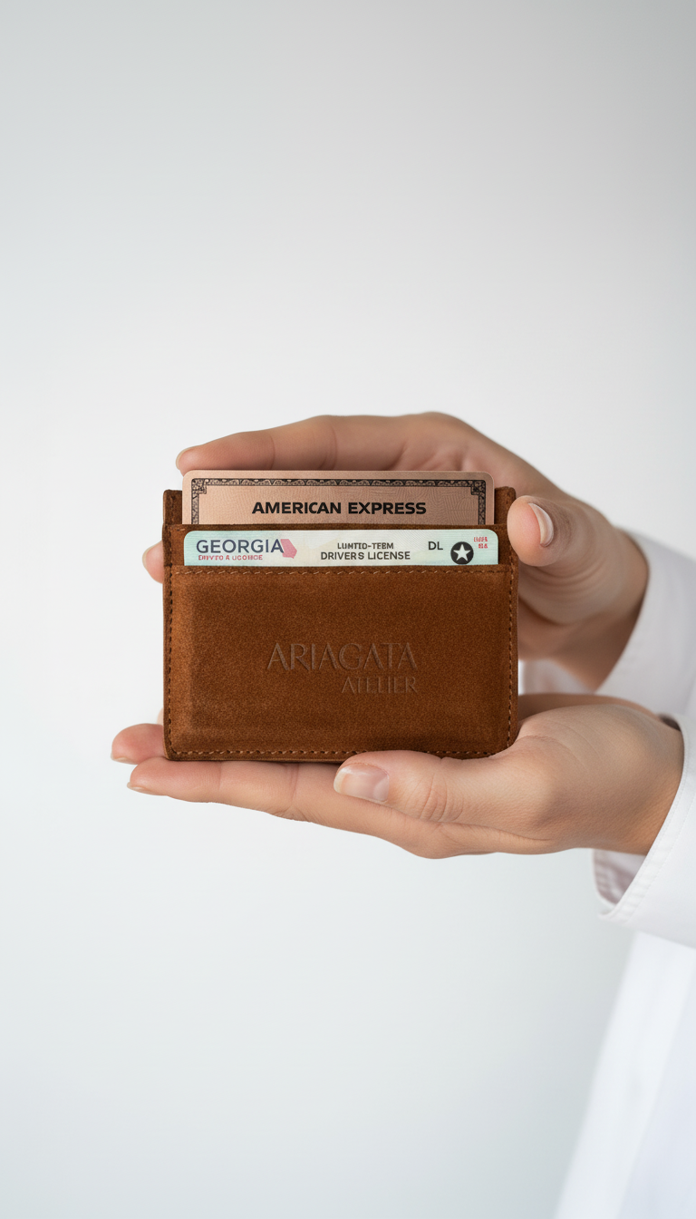 Cardholder - brown suede